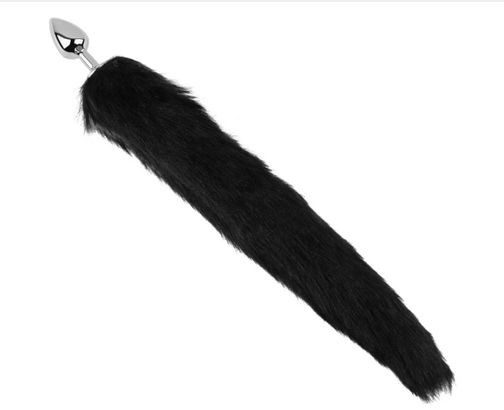 Анальная пробка с хвостом EGZO - Fox Tail Silver Plug Black, size S Sex Aura | Зображення 1