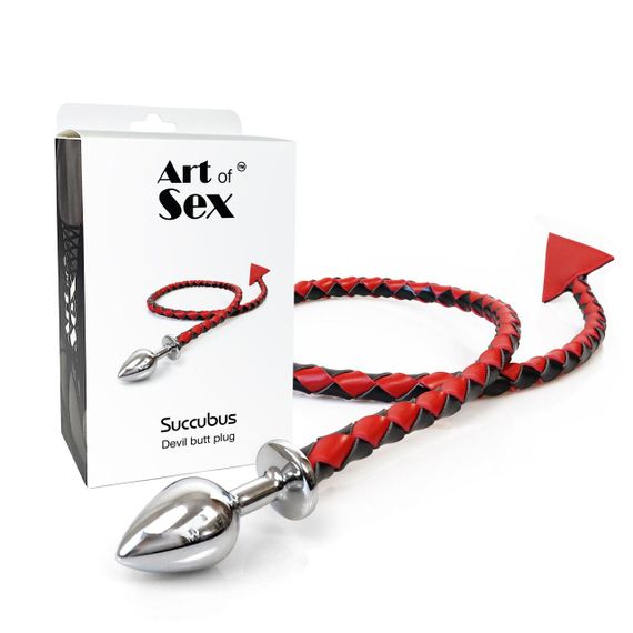 Металева анальна пробка S з диявольським хвостом Art of Sex - Succubus, екошкіра, чорний/червоний sexstyle | Зображення 2