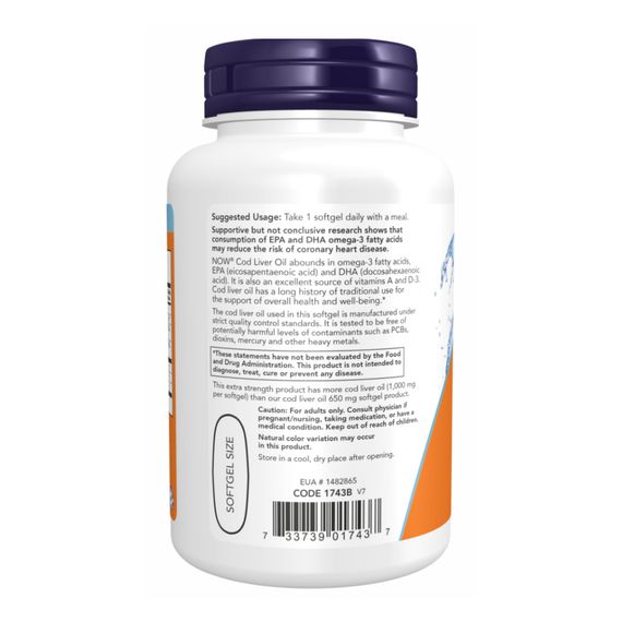 Cod Liver Oil 1000mg - 180 sgels | Зображення 2