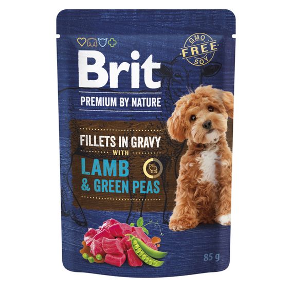 Корм вологий Brit Premium Fillets in Gravy Lamb &amp; Green Peas для собак малих порід філе в соусі ягня і зелений горошок 85 г