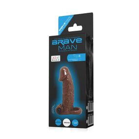 Насадка на член - Brave Man Vibrating Penis Sleeve Brown Sex Aura