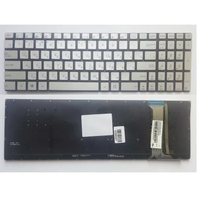 Клавиатура ноутбука ASUS N551/N552/N751/R555/G551/GL551/G552V/GL752VW серебр/подсв (A46141)