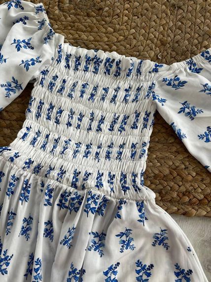 Сукня-резинка в квітковий принт Блакитний, XL | Зображення 5