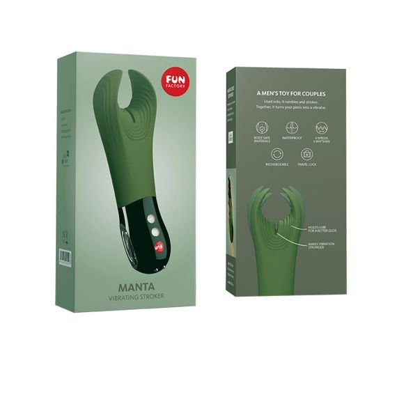 Вибратор для пениса Fun Factory MANTA moss green/black, подходит для парных игр | Зображення 5