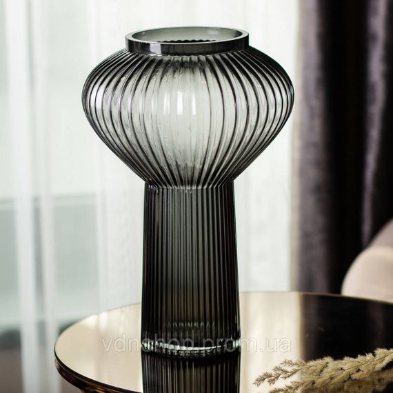 Скляна ваза 30 см сіра HP-1718 | Зображення 2