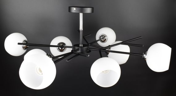 Люстра стельова на 8 лампочок 27078 Чорний 34х85х85 см. | Зображення 4