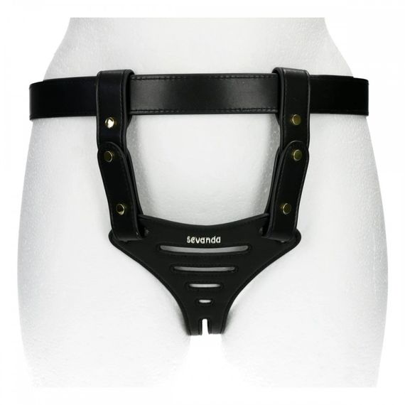 Пояс вірності жіночий з анальною пробкою S Beg & Ask Sevanda, із замком, шкіра та метал, чорний sexstyle | Зображення 3