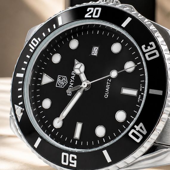 Чоловічий годинник Benyar BY-5223 Silver-Black зі сталевим браслетом та мінеральним склом | Зображення 4