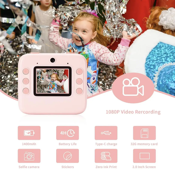 Фотокамера моментального друку дитяча Instant Print Camera, 1080P Video for kids | Зображення 2
