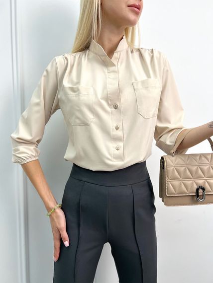 Женская легкая блуза из софта с рукавами на резинке GF4300 цвет бежевый, размер 42/44