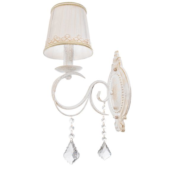 Бра настенное накладное прованс с абажуром BKL-667W/1 E14 WH+G