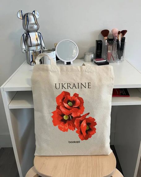 Экошопер на замке Букопт BK4053 Ukraine (Красные маки) бежевый | Зображення 2