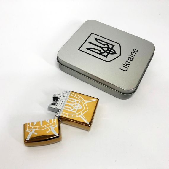 Дугова електроімпульсна запальничка USB Україна (металева коробка) HL-446. CU-680 Колір: золотий | Зображення 6