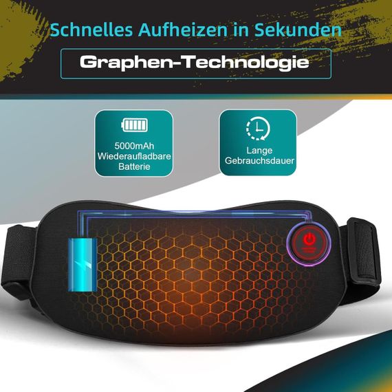 Тепловий пояс для спини, електричний нагрівальний 11 * 27 см з акумулятором 5000 мАг для менструальних болів | Зображення 2