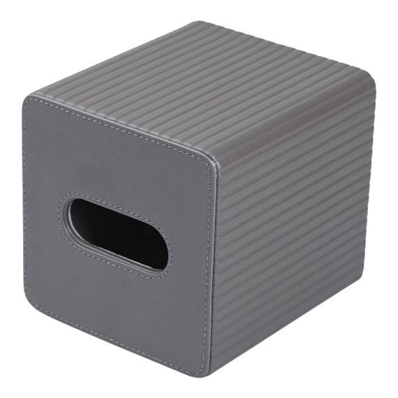 Серветниця з еко шкіри настільна 13х13х14.5 см органайзер для серветок Сірий HP-3-201G | Зображення 3