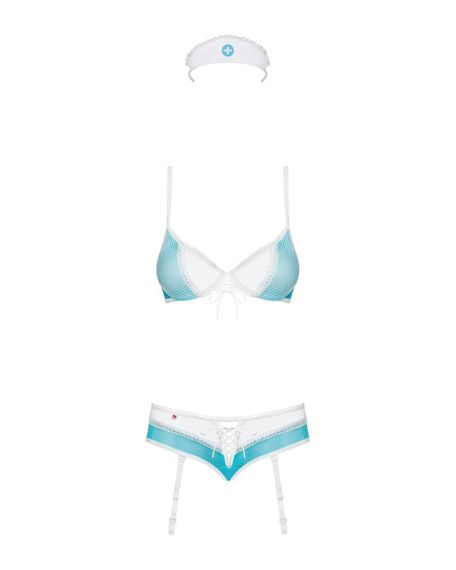 Эротический костюм медсестры Obsessive 834-CST-6 S/M, бело-голубой Sex Aura | Зображення 4