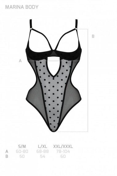 Еротичне боді Passion MARINA BODY, S/M, black, з відкритими чашками sexstyle | Зображення 4