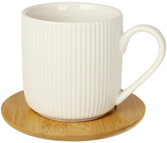Чайний фарфоровий набір Ceram-Bamboo Grace на 2 персони, 2 чашки 300мл та 2 блюдця