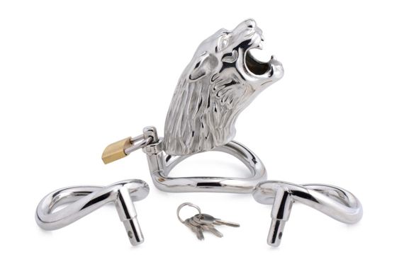 Клітка для пеніса Master Series: Tiger King Cock Cage With Lock, три кільця, замок, три ключі Sex Aura | Зображення 1