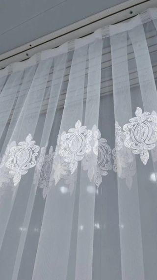 Тюль білий з кордовою вишивкою для спальні або залу | Зображення 2
