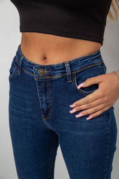 Джинси жіночі однотонні Skinny, колір темно-синій, 244R2001-B | Зображення 4