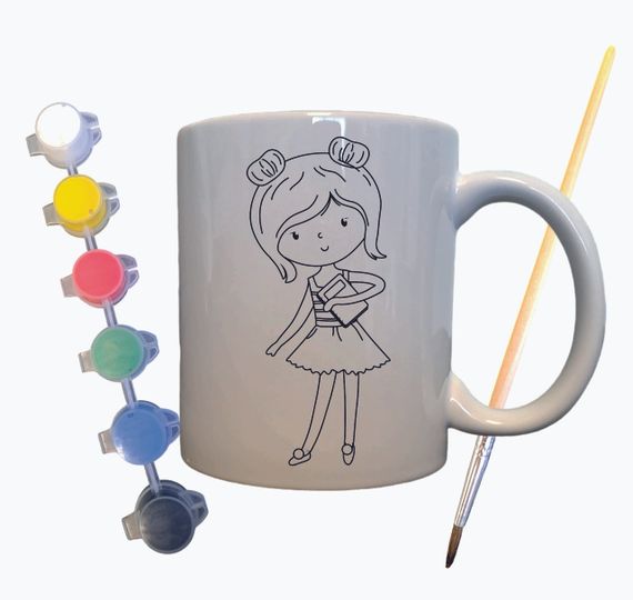 Набор для творчества кружка раскраска "Школьница" 330 мл белая | Зображення 1