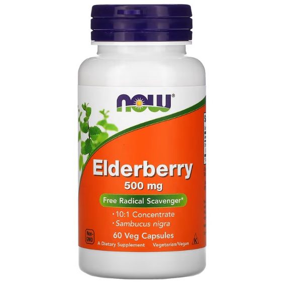 Ягоди чорної бузини NOW Foods Elderberry 500 mg 60 Veg Caps