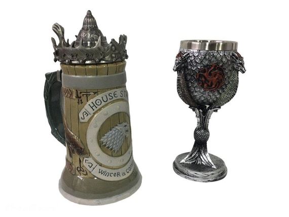 Подарочный Набор Кружка Game Of Thrones House Stark Игра Престолов Дом Старков и Бокал Fire and Blood