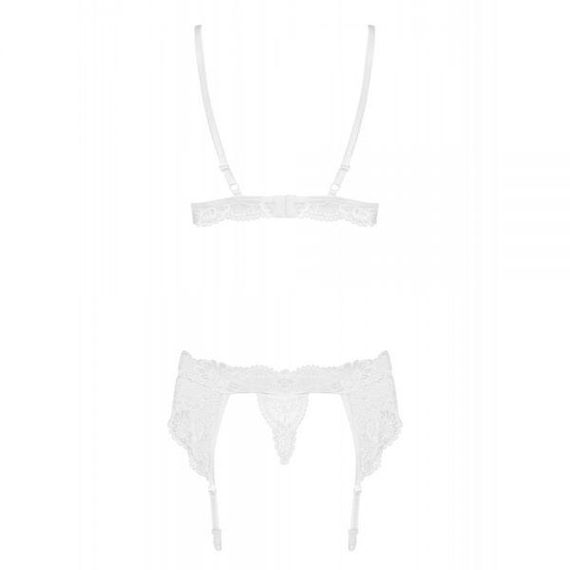 Комплект білизни мереживної Obsessive 810 з поясом для панчіх, білий S/M sexstyle | Зображення 3