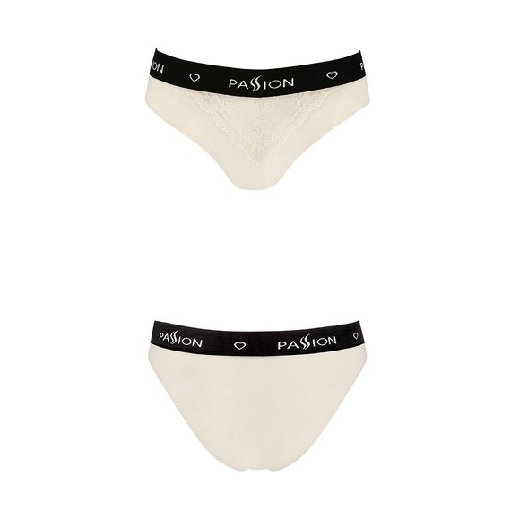 Трусики з широкою гумкою і мереживом Passion PS001 PANTIES L, ecru | Зображення 3