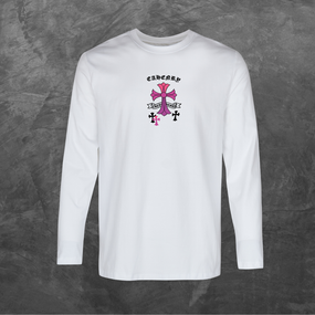 Лонгслів унісекс з принтом Chrome Hearts Хром Хартс (принт спина мод5) база біла S