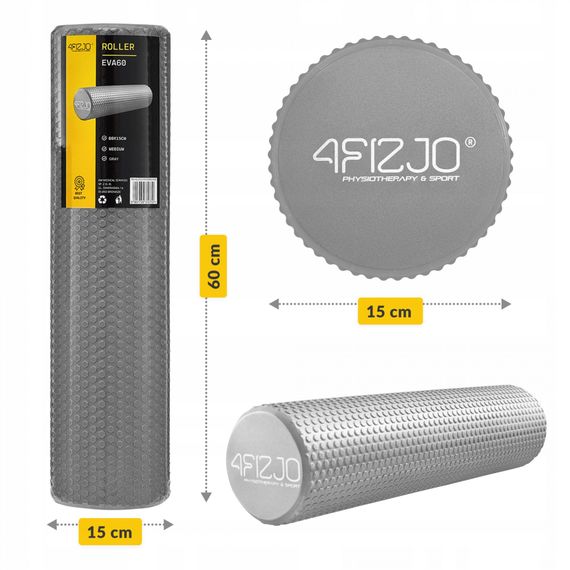 Масажний ролик 4FIZJO CARE+ EVA 60 x 15 см (валик, роллер) 4FJ0523 Grey (P-5907739314406) | Зображення 1