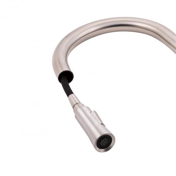 Змішувач для кухні Qtap Evicka з висувним виливом QTEVI91103UN Brushed Nickel PVD | Зображення 6