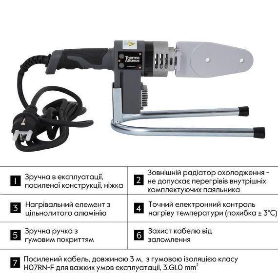 Паяльник для пластикових труб Thermo Alliance STD-101 Ø 20-32 (автоматичний 600W) | Зображення 3
