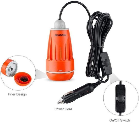 Портативный душ для кемпинга 3,8 л/мин 12V насосом для автомобильного прикуривателя для походов и путешествий | Зображення 2