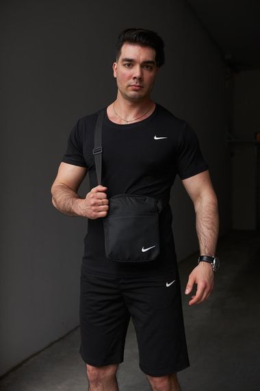 Комплект чоловічий Nike: футболка чорна + шорти чорні + барсетка чорна (1586983898) | Зображення 1
