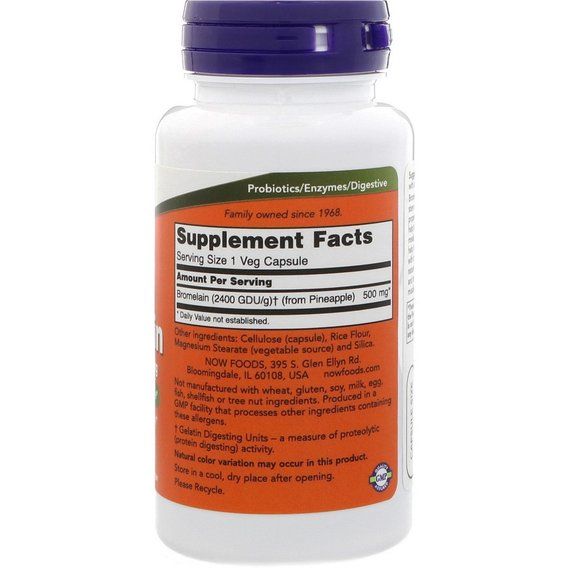 Бромелайн NOW Foods Bromelain 500 mg 120 Veg Caps | Зображення 1