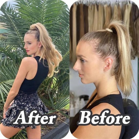 Накладний хвіст каштановий 30 дюймів, 75 см хвилястий, синтетичний, термостійке волокно коричневе, колір 04 | Зображення 5