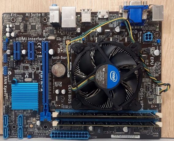 Комплект: материнская плата Asus H61M-A / Intel Core i5-3470 (4 ядра по 3.2 - 3.6 GHz) / 16 GB DDR3 / Intel HD Graphics 2500 / Socket LGA1151 / Кулер б/у | Зображення 2