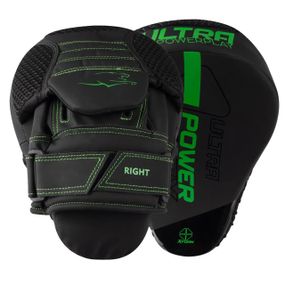Лапы боксерские PowerPlay 3044 Pro Carbon Ultra Series Черно-Зеленые PU [пара]