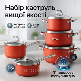 Набор кастрюль качественных с крышками 10 предметов ASTRA A-2510, Набор кастрюль премиум LJ-17