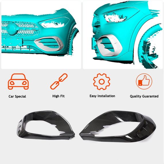 Накладки на передній бампер V1 (для AMG/AMG-Line, Карбон) для Mercedes GLA H247 2020- рр | Зображення 1