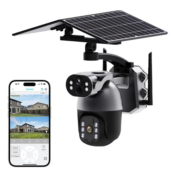 Камера Q5max WIFI duel lens camera 6mp black app 100x/i-cam+, камера відеоспостереження із сонячною панеллю