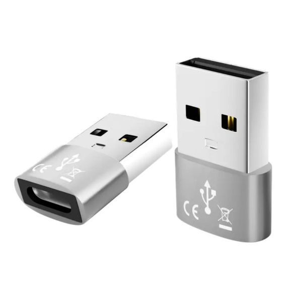 Переходник с USB на Type-C OTG, USB Type-C. Серый