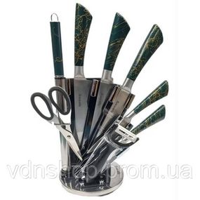 Набор кухонных ножей Rainberg RB-2499 8 предметов на вращающейся подставке Green OG-90