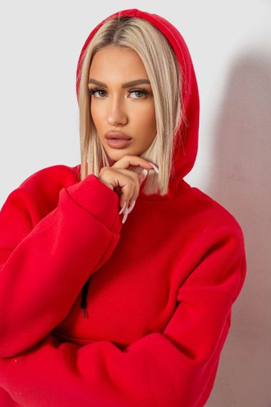 Спортивный костюм женский на флисе, цвет красный, 238R5726 | Зображення 4