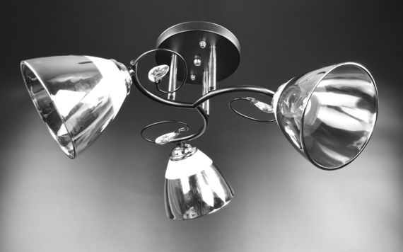 Люстра стельова на 3 лампочки 26087 Чорний 24х49х49 см. | Зображення 1