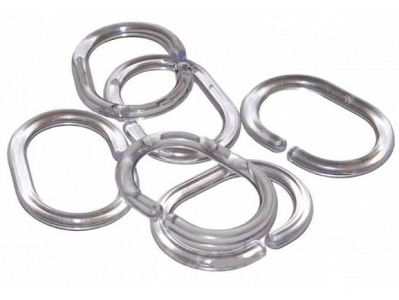 Кольца для шторы в ванную Wela w2000, 12 шт пластиковые прозрачные для карниза