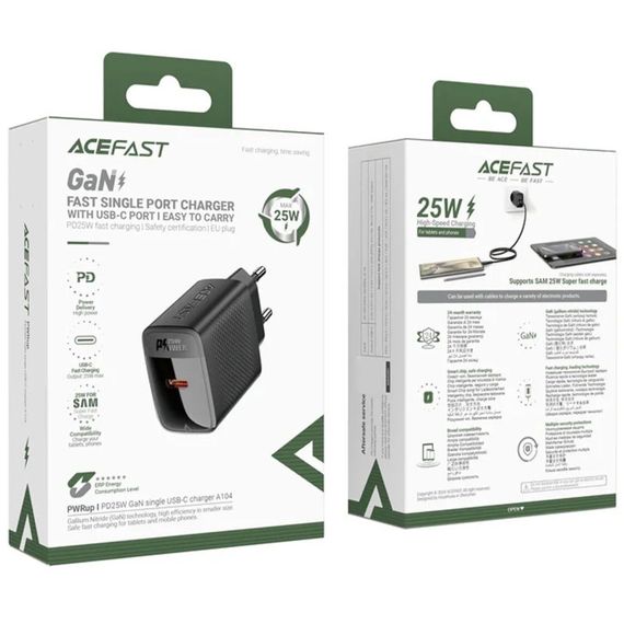 МЗП Acefast A104 GaN PD25W (1USB-C) Black | Зображення 3