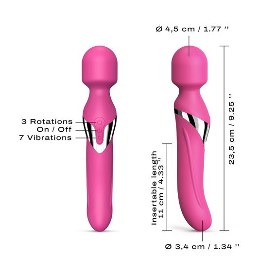 Вібромасажер 2-в-1 Dorcel Dual Orgasms Magent класичний масажер і вібратор з перловим масажем | Зображення 3